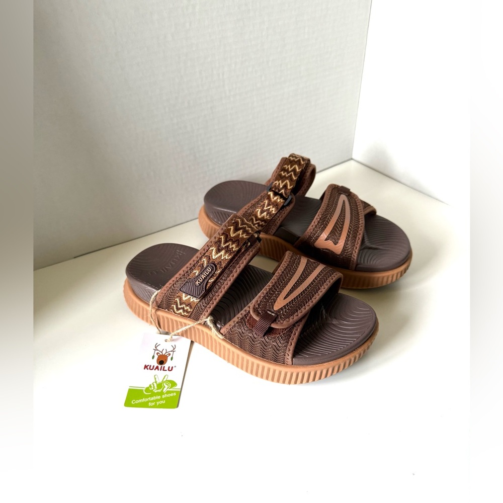 KuaiLu Womens Orthotic Slides Thick Cushion Athletic Recovery Sandals Size 6 New